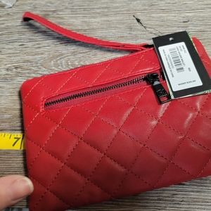 Badgley Mischka NWT Red Vegan‎  Leather  Wallet Card Holder Wristlet